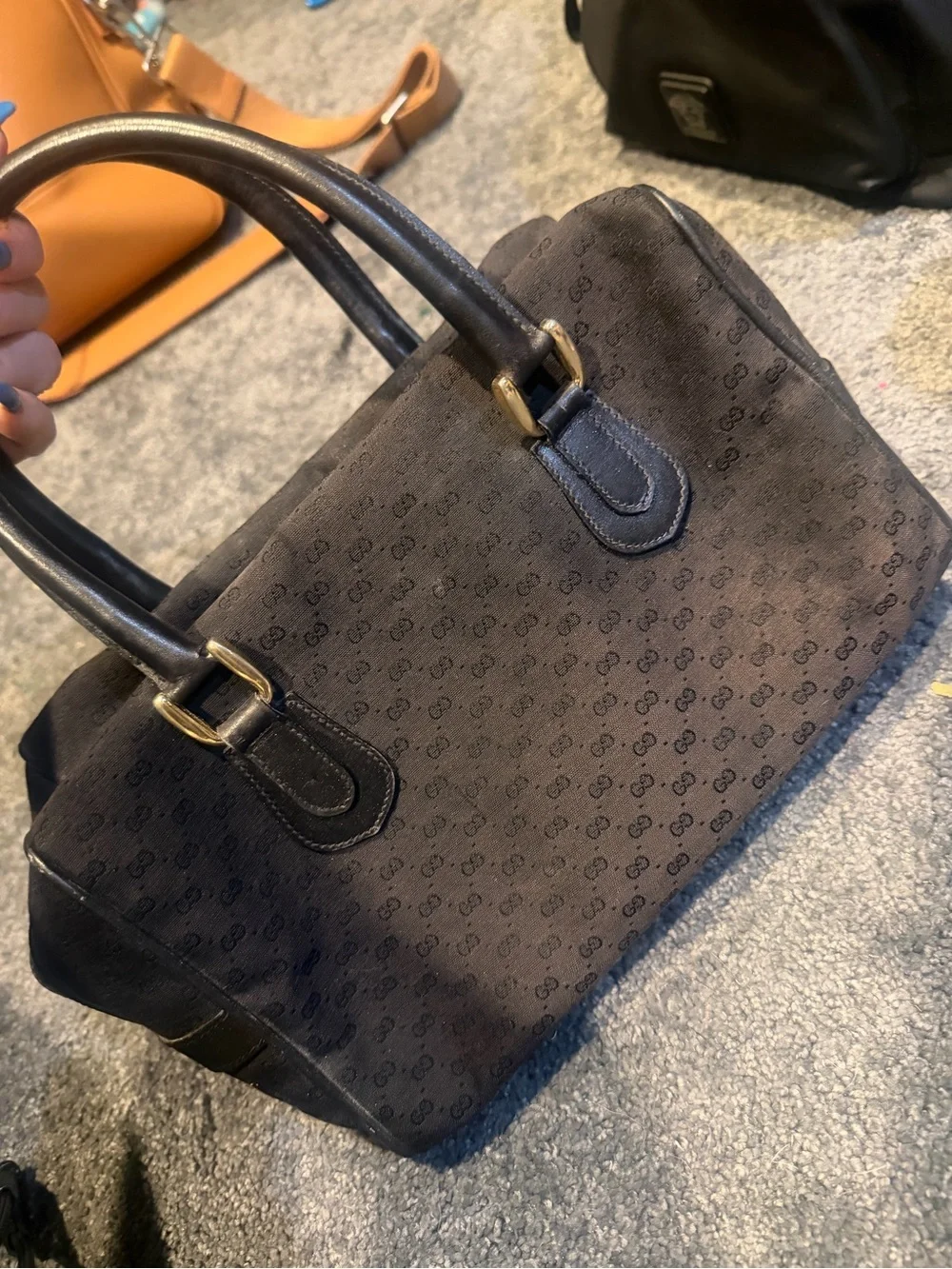 Classic Monogram Satchel Handbag in Dark Brown